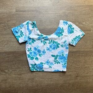 American Apparel Blue and White Floral Top